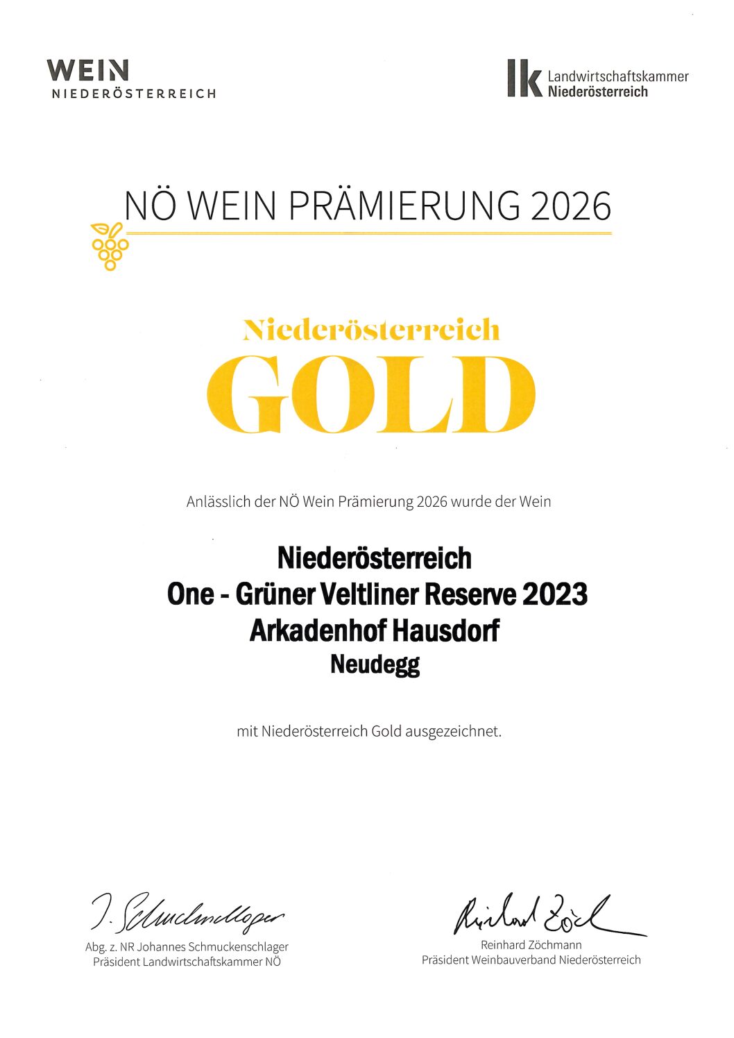 GOLD_ ONE Grüner Veltliner Reserve 2023